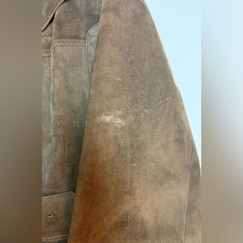 Men's Vintage Brown Suede Jacket, belt and pockets, L - Picture 16 of 16